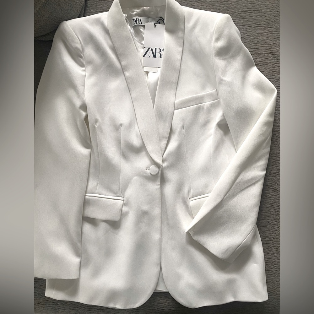 ZARA White Tuxedo Blazer - Size M - NEW